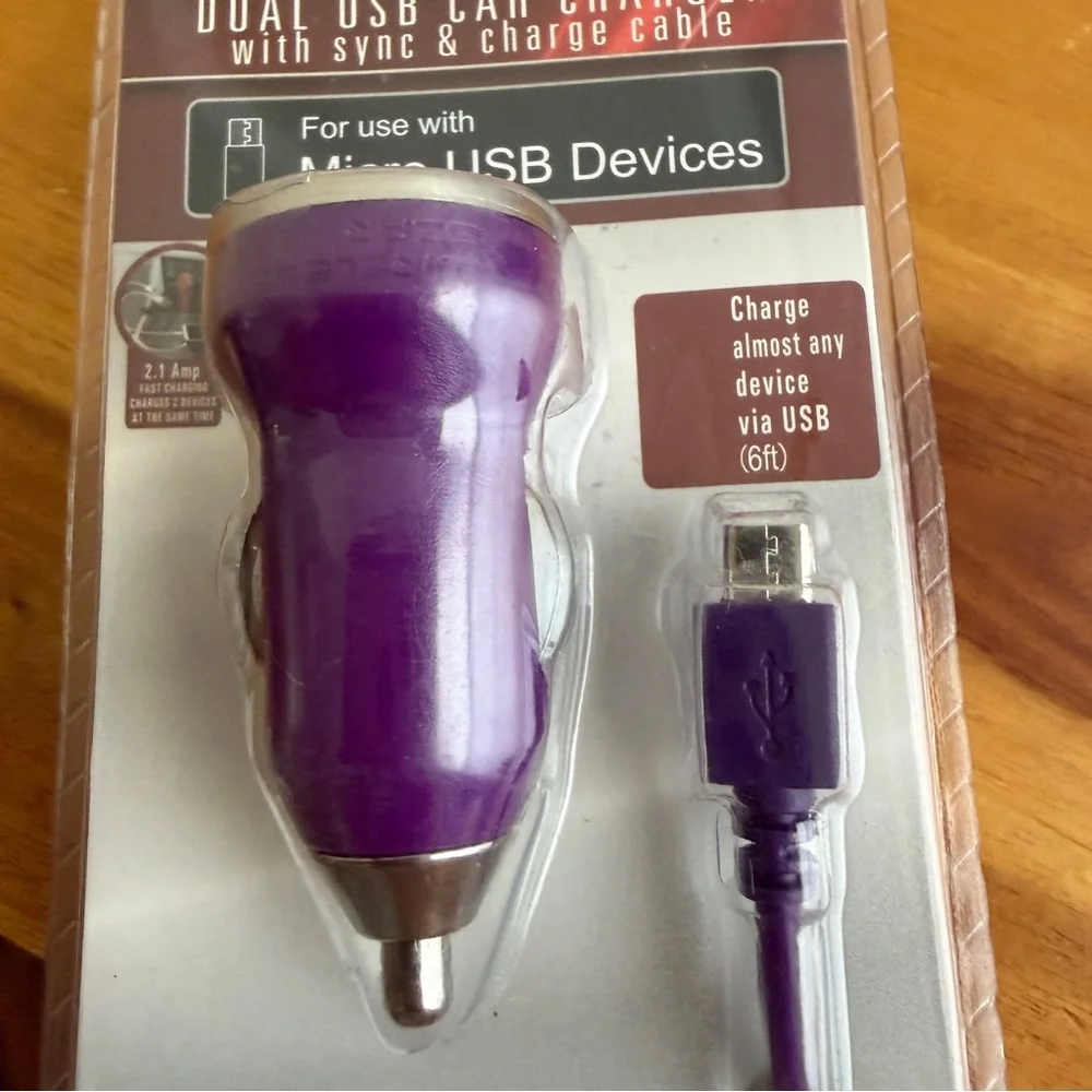 Wireless Gear dual usb car charger & sync charger cable‎ 6 feet